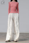 BASERANGE Ribbed Long Sleeve Top T-Shirt TTVL Collection France BAS-TTVL-RBV-WI22-BSH Ruby Red